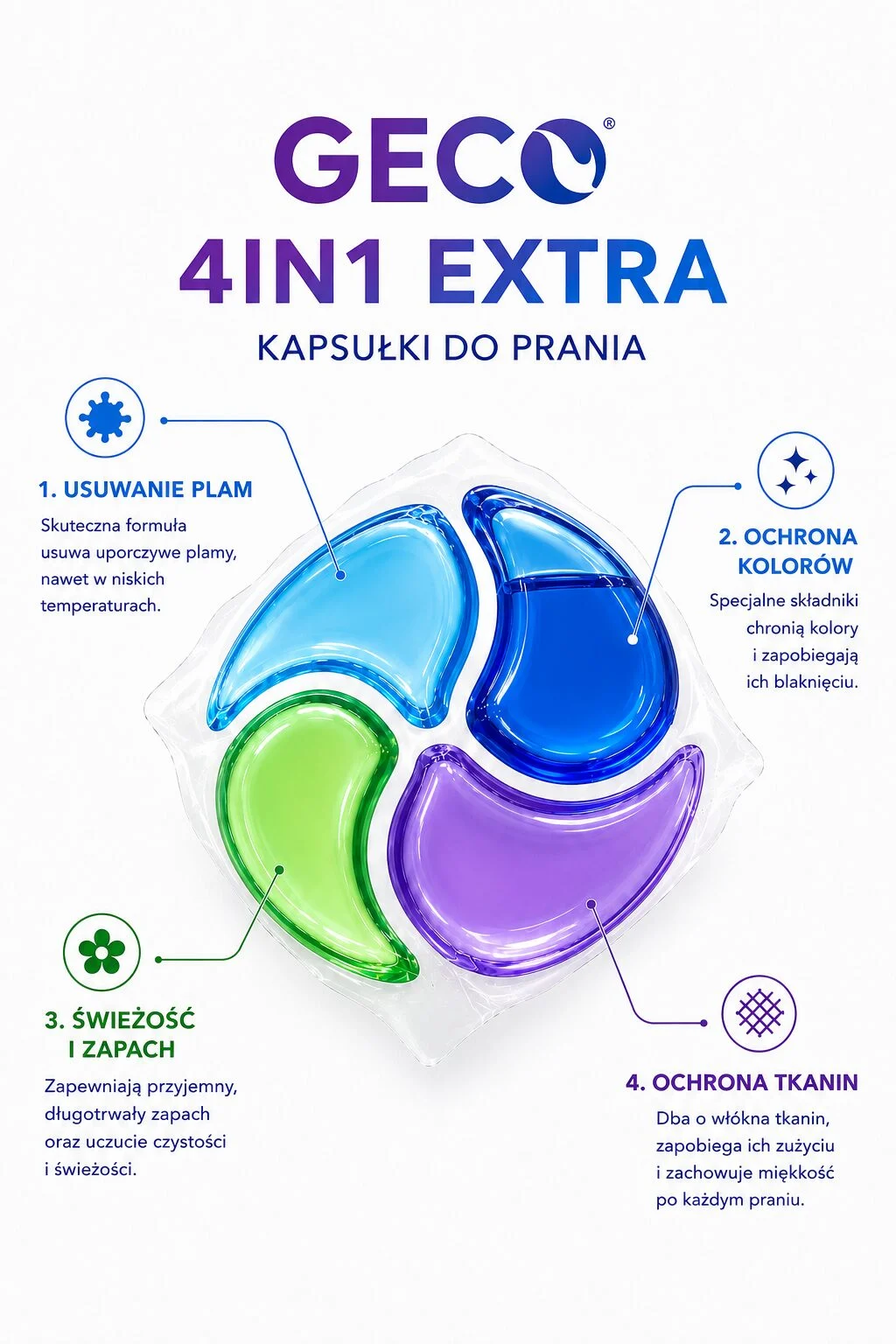 Kapsułki do prania 4w1 fioletowe - obrazek 2